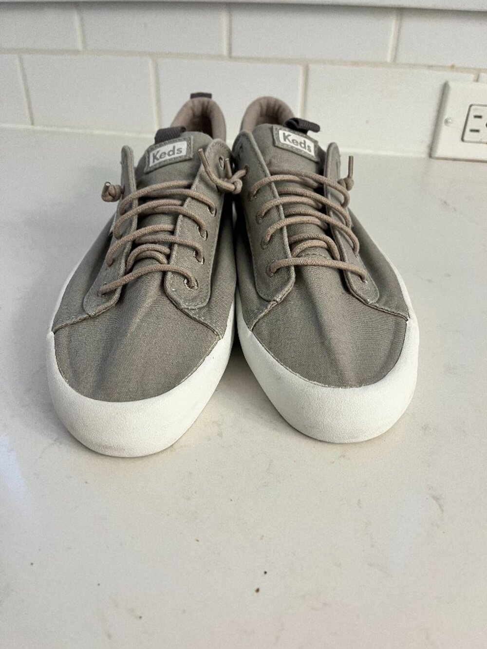 Keds Women’s Taupe Grey Canvas Lace-Up Sneakers